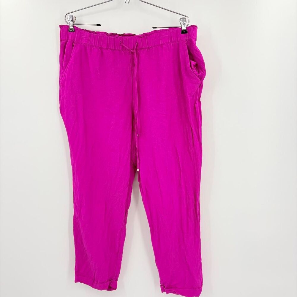 Loft Straight Leg Linen Pants Womens Large Vacation Summer Travel Lightweight